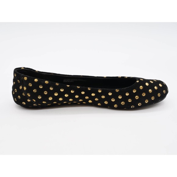 Born Crown Ballet Flats Womens 6 Black Suede Gold Spotted Round Toe Slip On Shoe - Picture 3 of 12